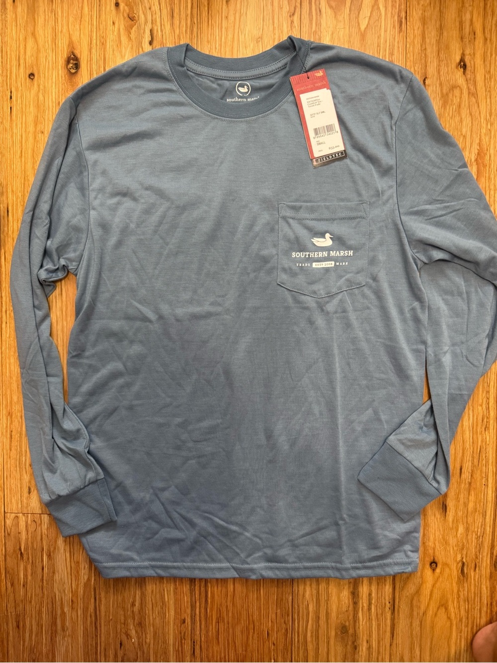 Southern Marsh Men's Long Sleeve Pocket Tee - Dusty Blue NWT